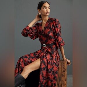 Anthropologie Caballero Moon Maxi Wrap Dress XS Floral Print Boho Castle Core